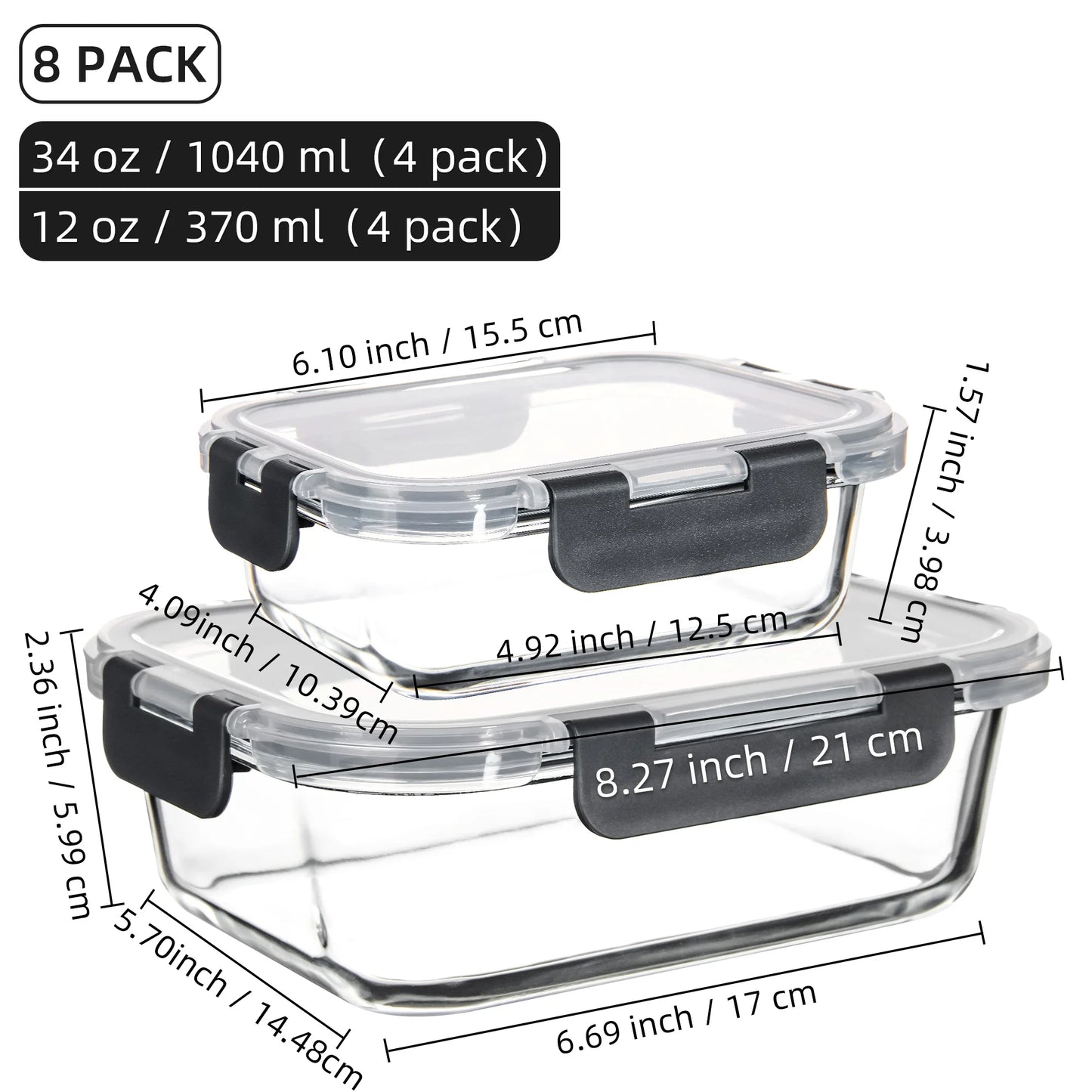 8-Piece Glass Food Storage Containers Set