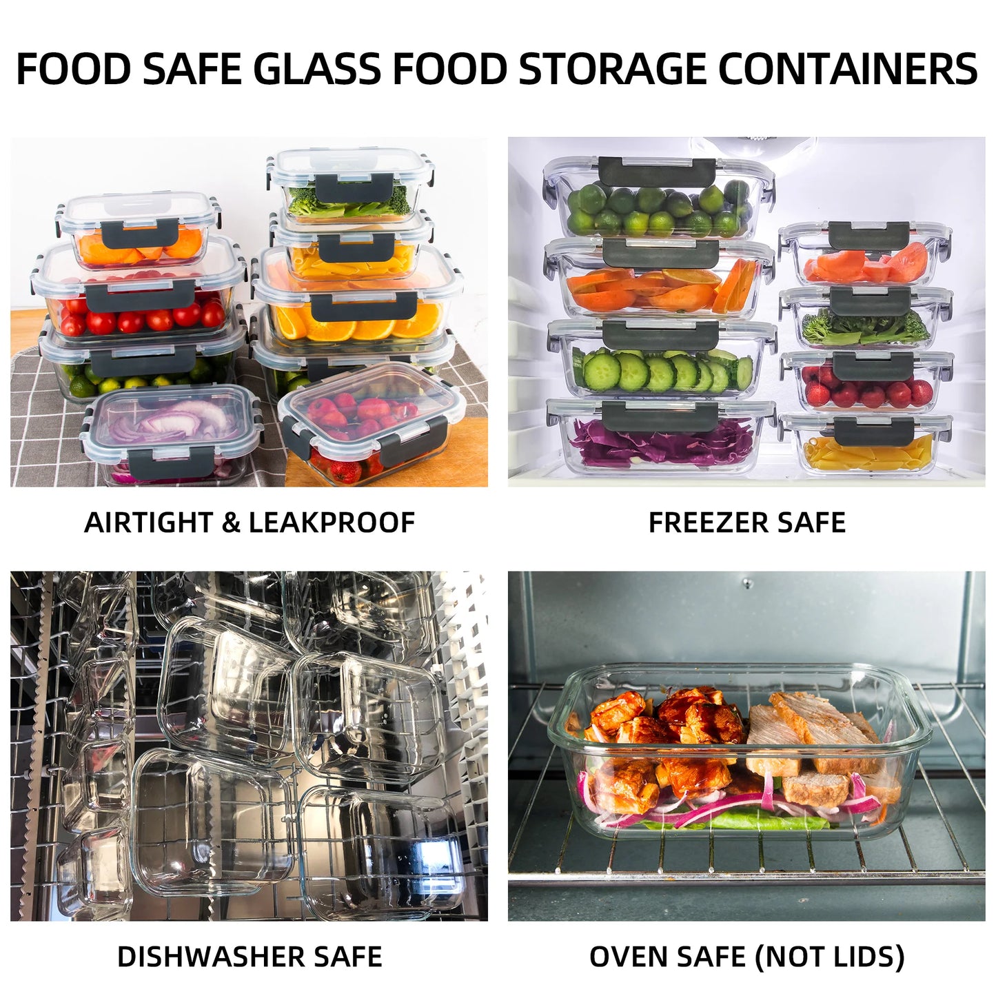 8-Piece Glass Food Storage Containers Set