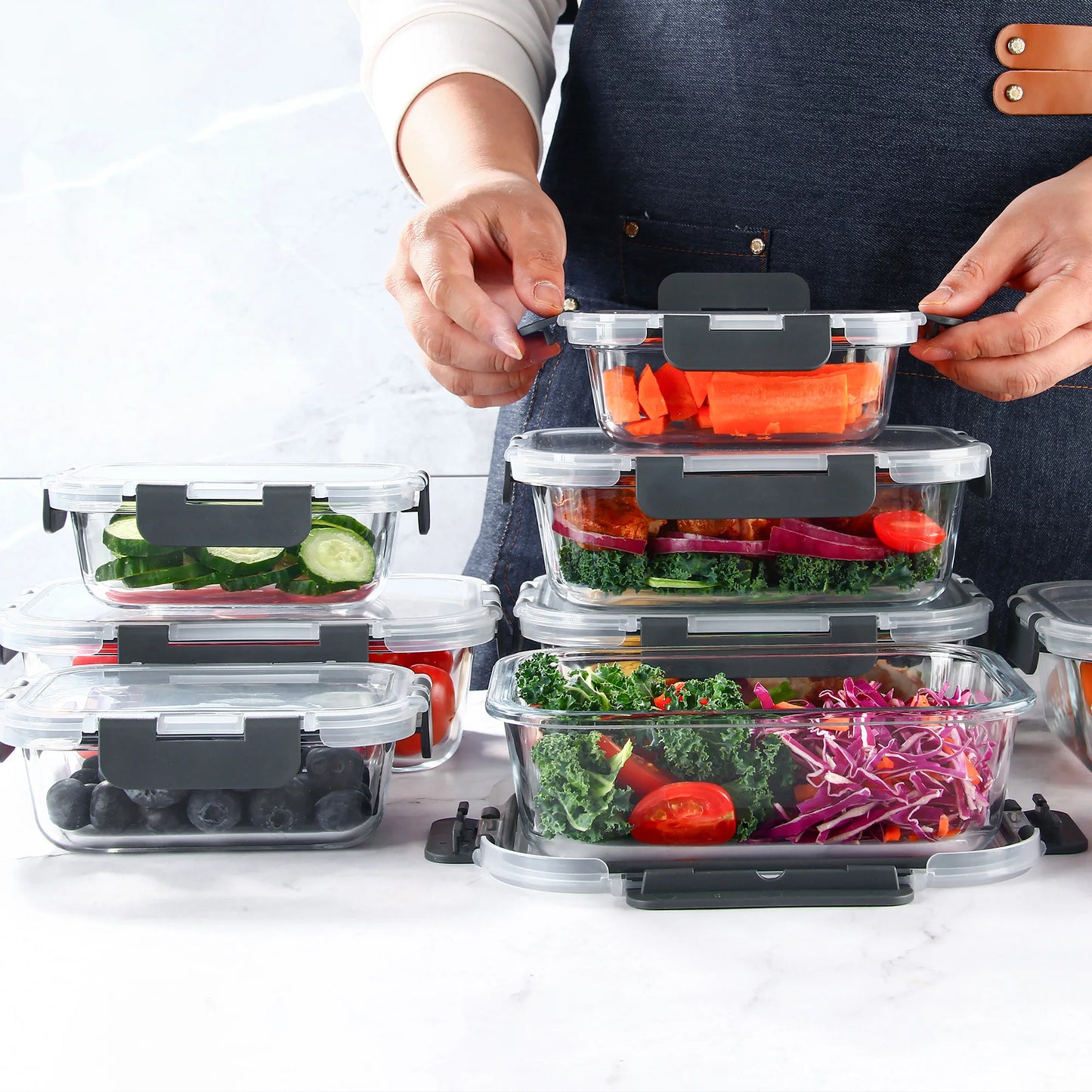 8-Piece Glass Food Storage Containers Set