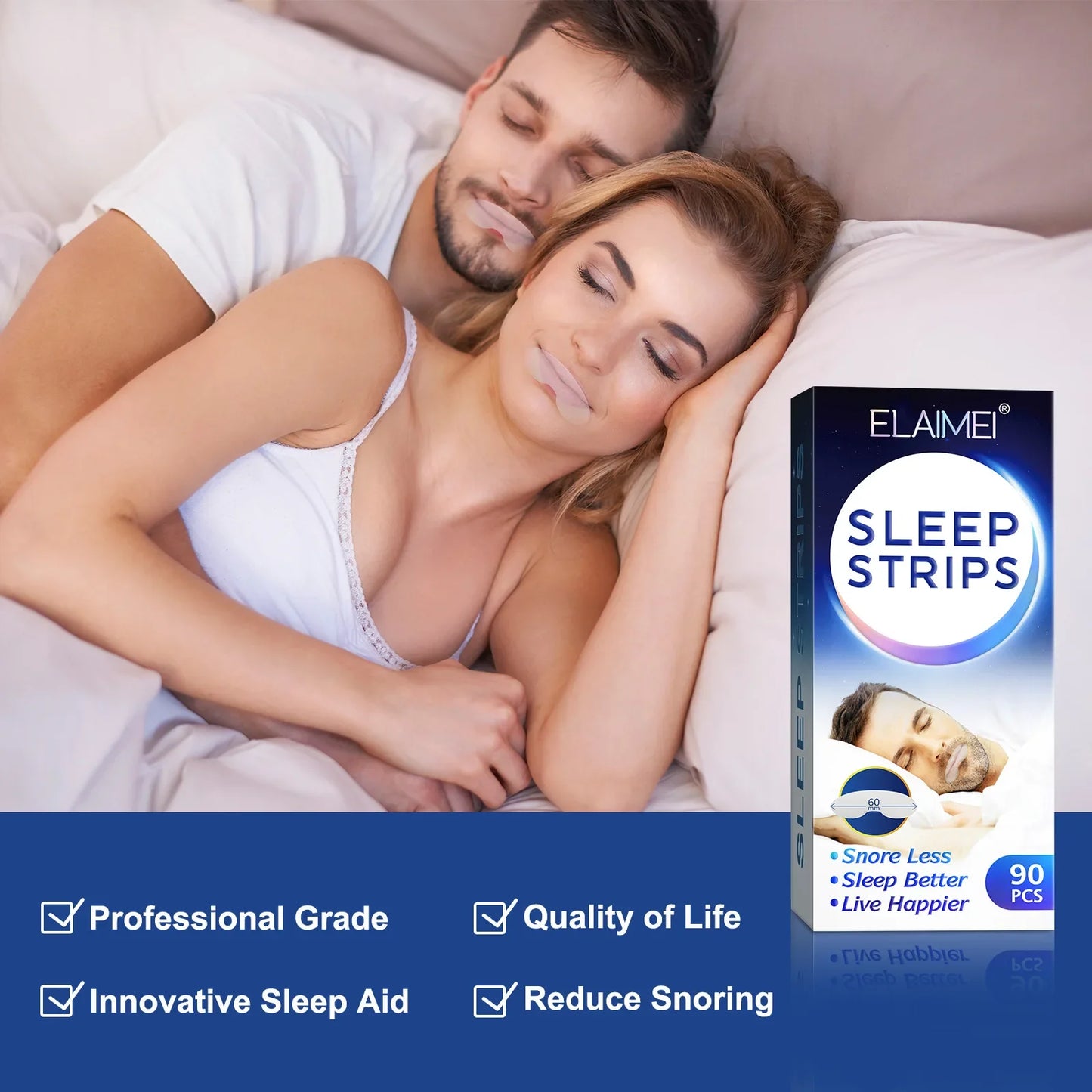 90 Pcs Mouth Tape Sleep Strip for Anti-snoring